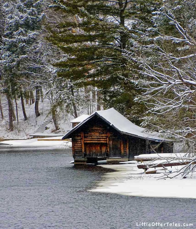 boathouse on snowy river