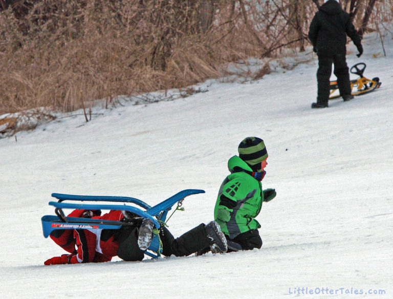 boys sledding crash