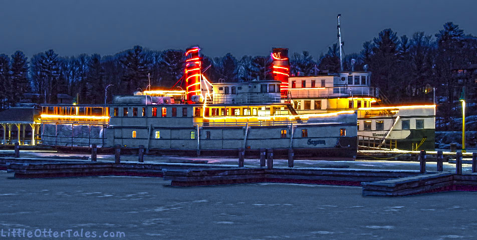 Muskoka steamships at night