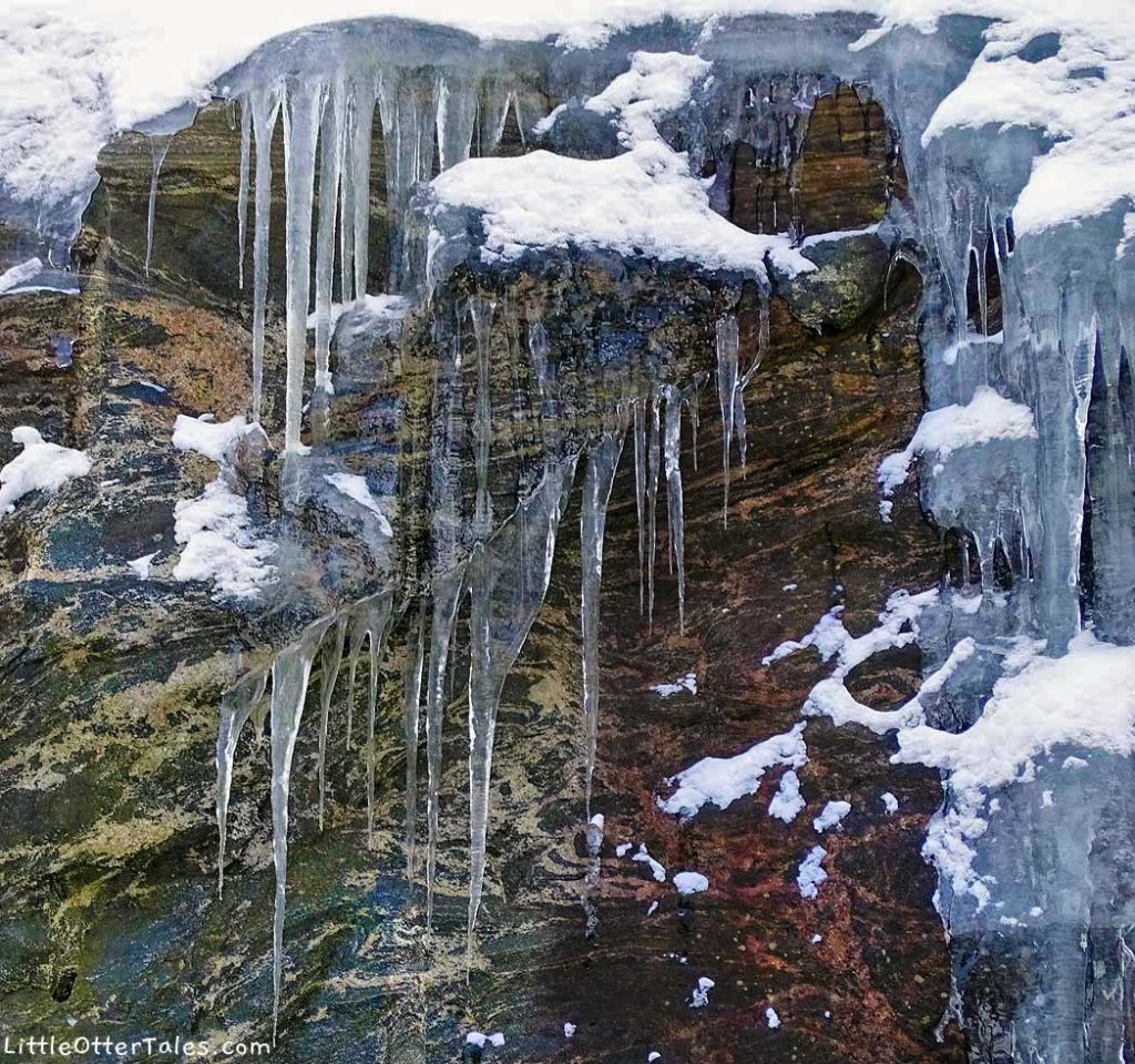 icicles dripping from rock