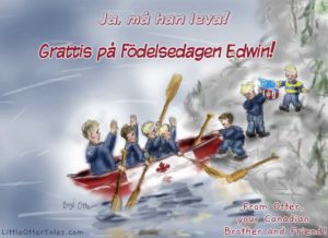 personalized birthday card from Otter to a boy in Sweden