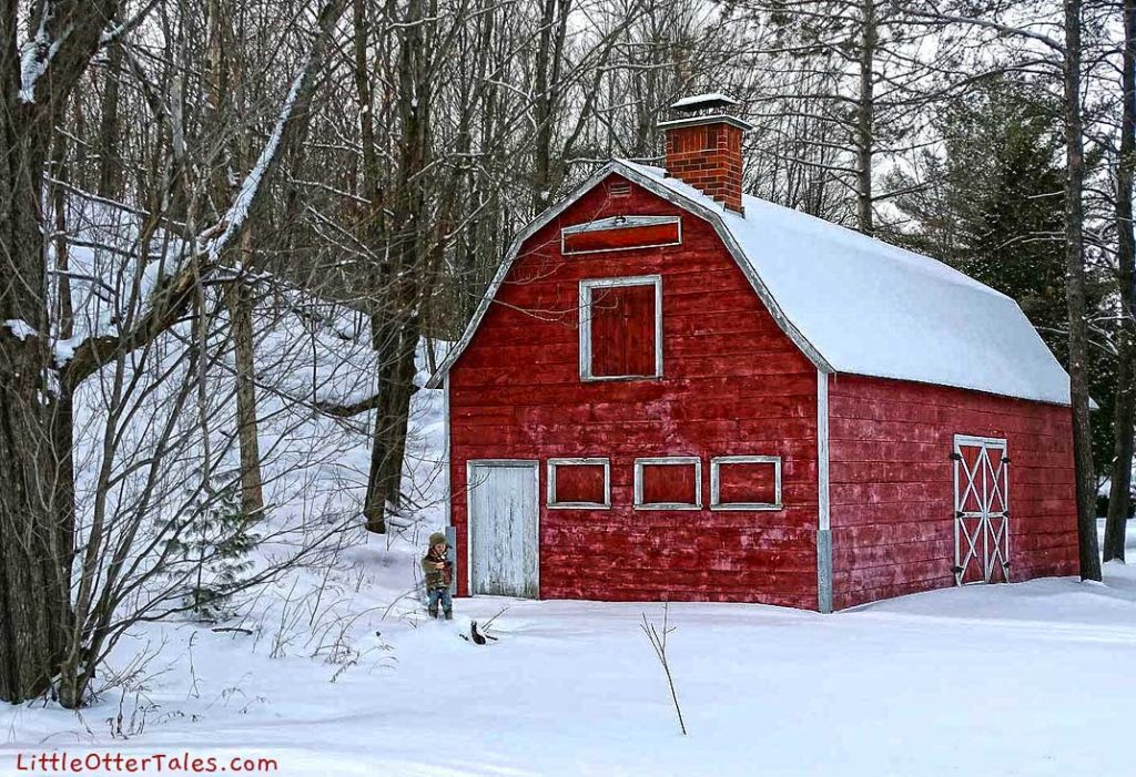 red barn in the snow