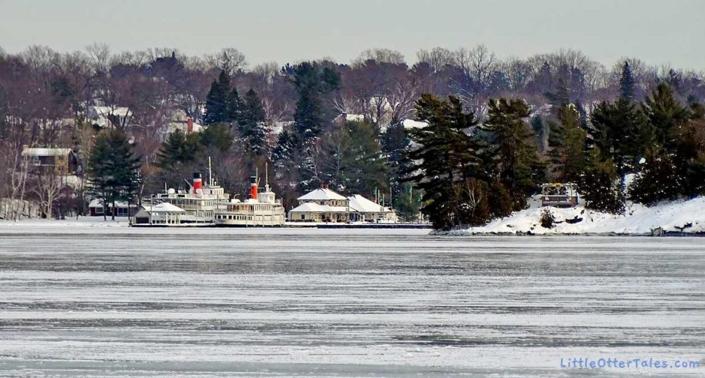 steamships - boats on frozen lake